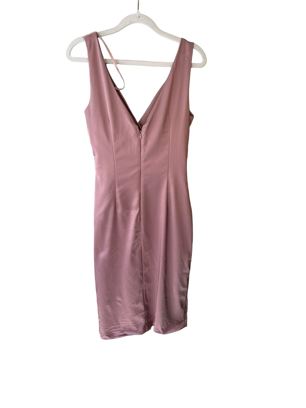 Le Chateau Satin Draped Midi Dress in Dusty Rose Size M Cocktail Formal Wedding - Picture 3 of 16